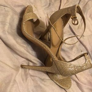 Gold skinny heels